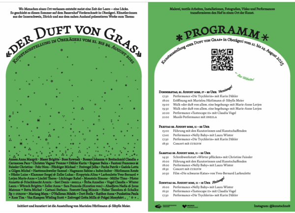 Ausstellung der Duft von Gras vom 21. bis 24. August 2025